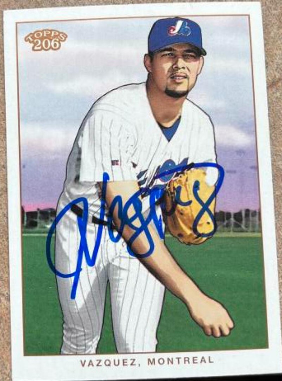 Javier Vazquez Autographed 2002 Topps 206 #181 Montreal Expos Card 