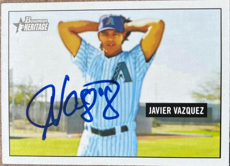 Javier Vazquez Autographed 2005 Bowman Heritage #140 Arizona Diamondbacks Card