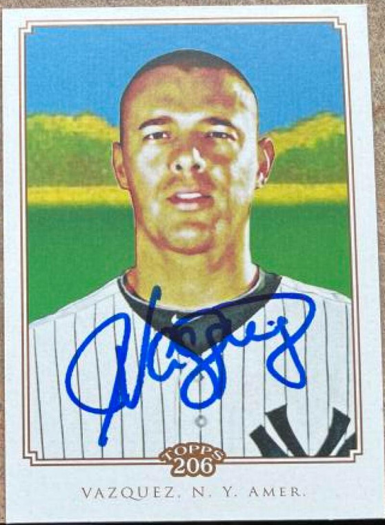 Javier Vazquez Autographed 2010 Topps 206 #97 New York Yankees Card