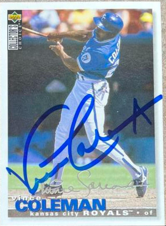 Vince Coleman Autographed 1995 Collector's Choice Silver Signature #458