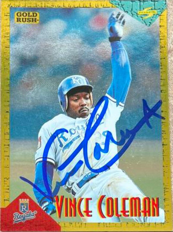 Vince Coleman Autographed 1994 Score Rookie/Traded Gold Rush #RT12