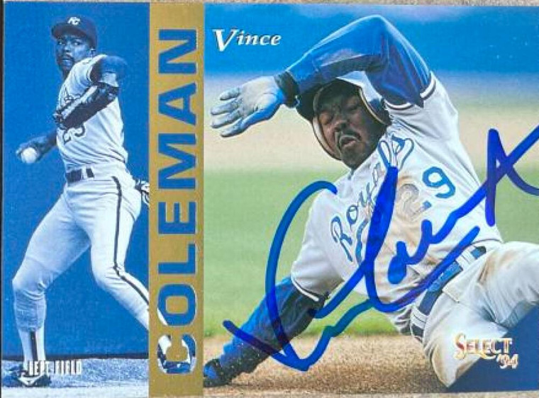 Vince Coleman Autographed 1994 Score Select #369