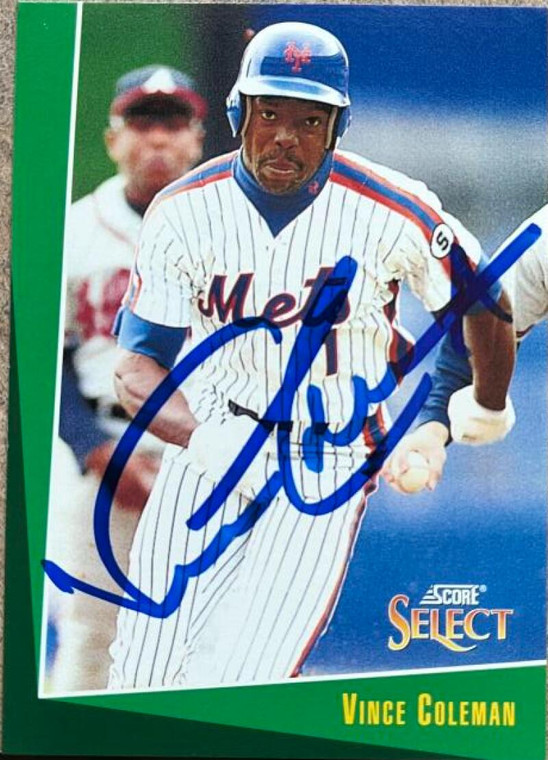 Vince Coleman Autographed 1993 Score Select #175