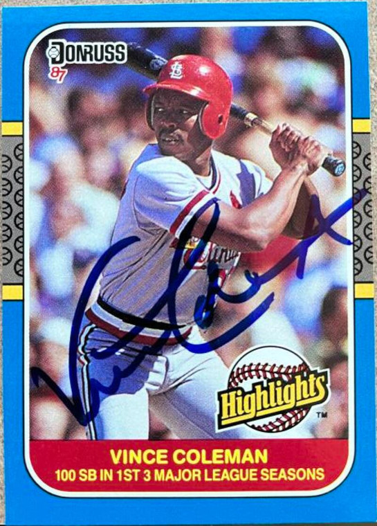 Vince Coleman Autographed 1987 Donruss Highlights #36