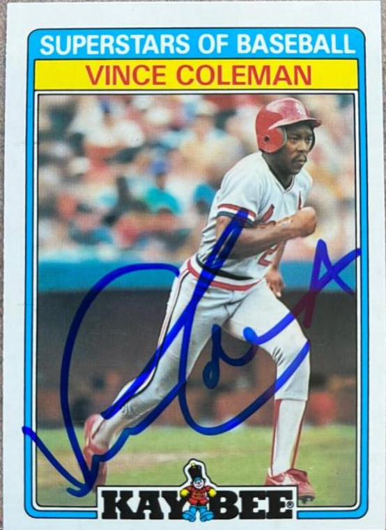 Vince Coleman Autographed 1987 Topps Kay - Bee Superstars of Baseball #11