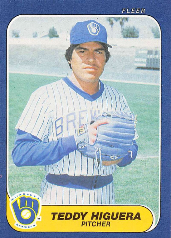 1986 Fleer #490 Teddy Higuera VG RC Rookie Milwaukee Brewers 