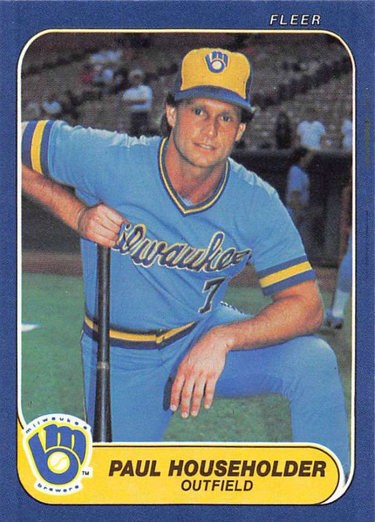 1986 Fleer #491 Paul Householder VG Milwaukee Brewers 