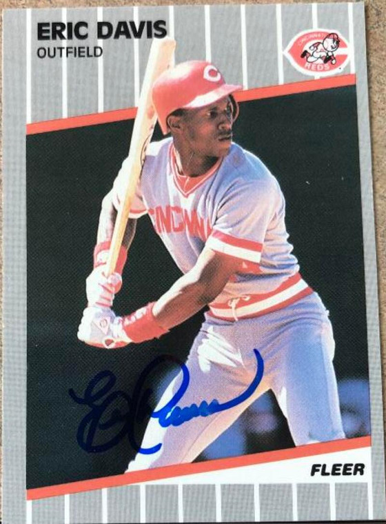 Eric Davis Autographed 1989 Fleer Glossy #158