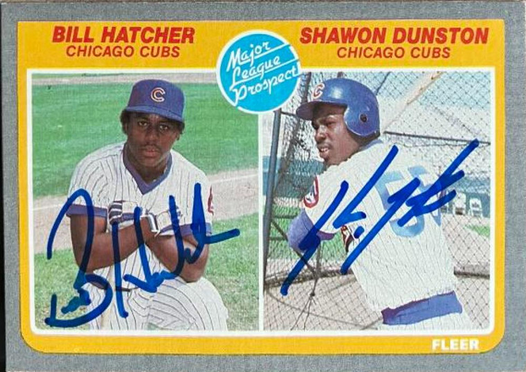 Billy Hatcher and Shawon Dunston Autographed 1985 Fleer #649 Rookie Card