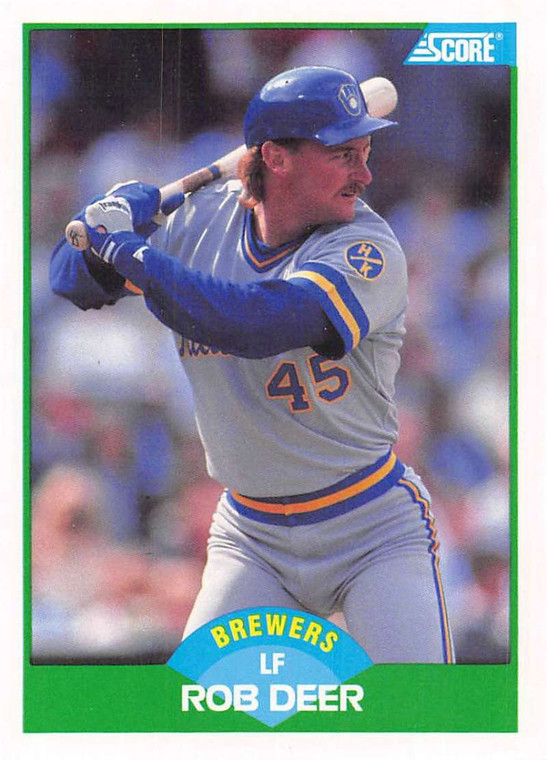 1989 Score #72 Rob Deer VG Milwaukee Brewers 