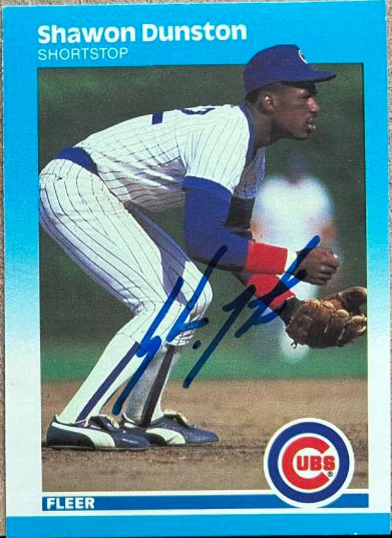 Shawon Dunston Autographed 1987 Fleer #561