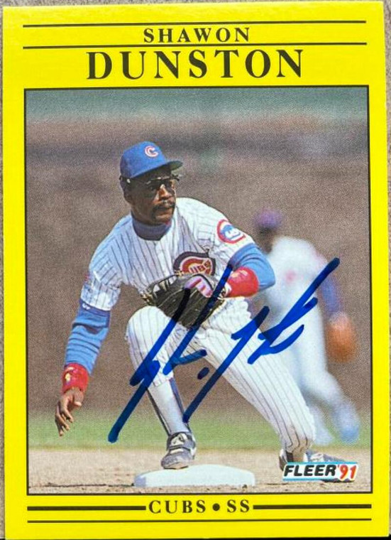 Shawon Dunston Autographed 1991 Fleer #420