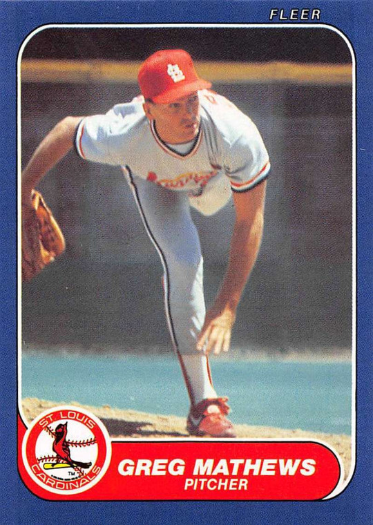 1986 Fleer Update #U-73 Greg Mathews VG RC Rookie St. Louis Cardinals 