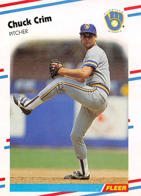 1988 Fleer #162 Chuck Crim VG RC Rookie Milwaukee Brewers 