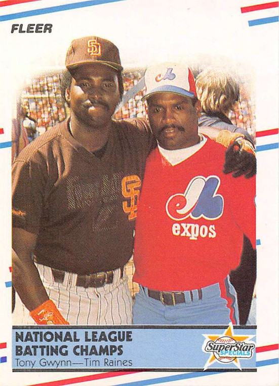 SOLD 34560 1988 Fleer #631 Tony Gwynn/Tim Raines NL Batting Champs VG San Diego Padres/Montreal Expos 