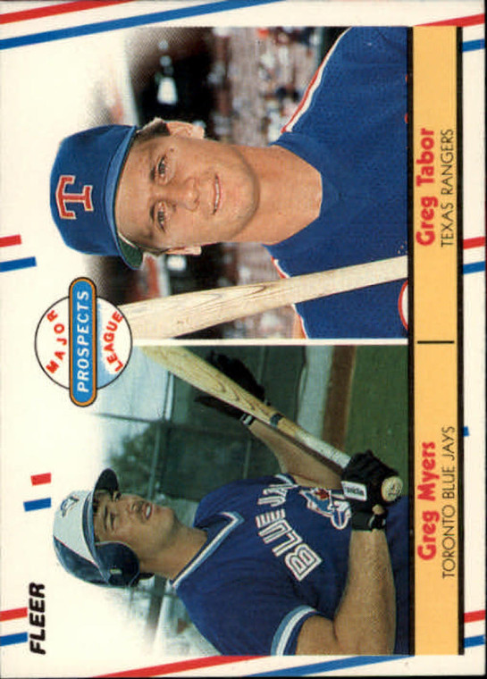 1988 Fleer #644 Greg Myers/Greg Tabor Prospects VG RC Rookie Toronto Blue Jays/Texas Rangers 