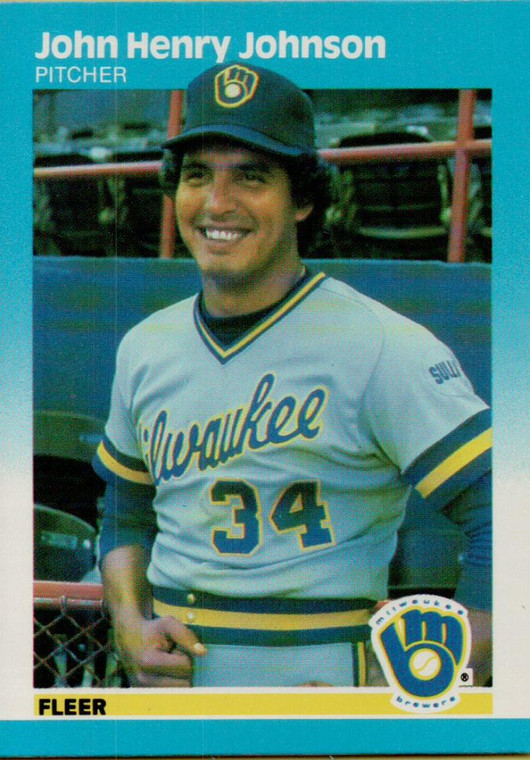 1987 Fleer #347 John Henry Johnson NM Milwaukee Brewers 