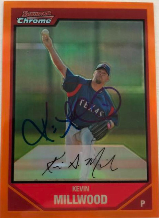 Kevin Millwood Autographed 2007 Bowman Chrome Orange Refractor 14/25 #58