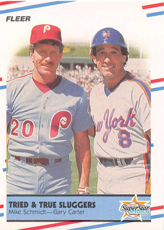 SOLD 34565 1988 Fleer #636 Mike Schmidt/Gary Carter Tried and True Sluggers VG Philadelphia Phillies/New York Mets 