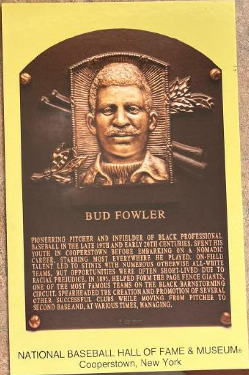 Bud Fowler Stamped and Canceled Hall of Fame Gold Plaque Postcard