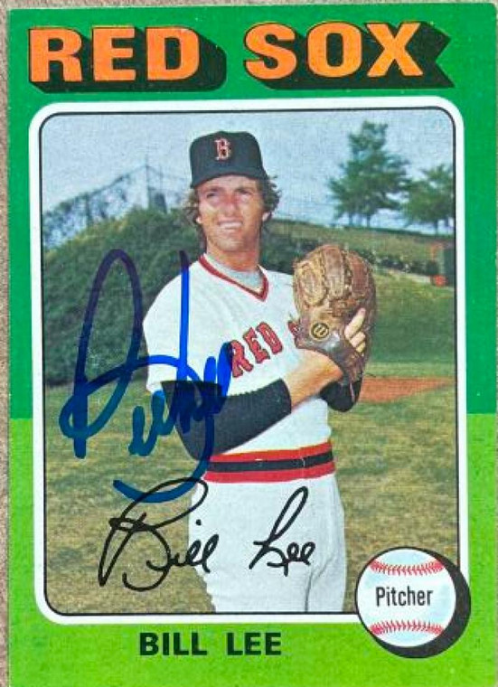 Bill Lee Autographed 1975 Topps #128 Boston Red Sox Card