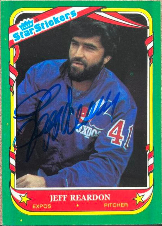 Jeff Reardon Autographed 1987 Fleer Star Stickers #98