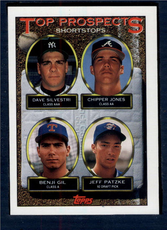 1993 Topps #529 Dave Silvestri/Chipper Jones/Benji Gil/Jeff Patzke VG RC Rookie New York Yankees/Atlanta Braves/Texas Ra