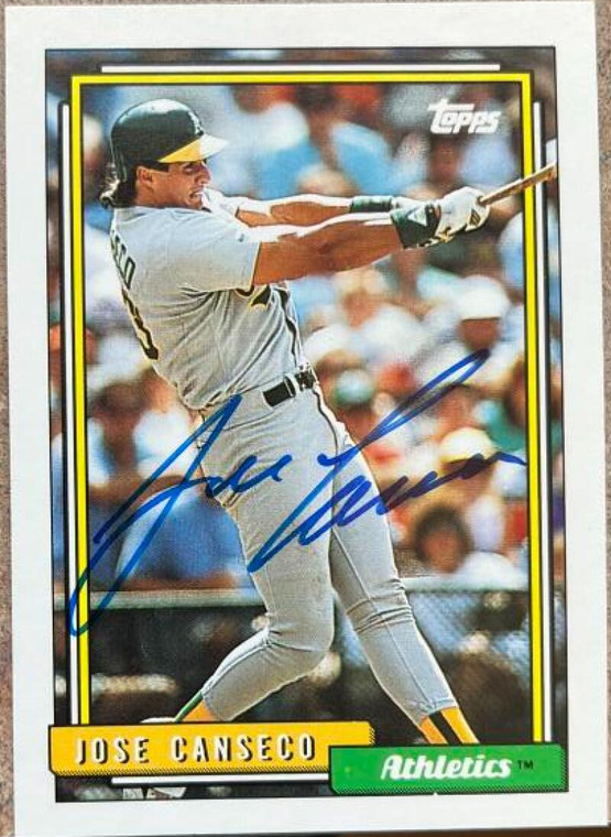 Jose Canseco Autographed 1992 Topps #100