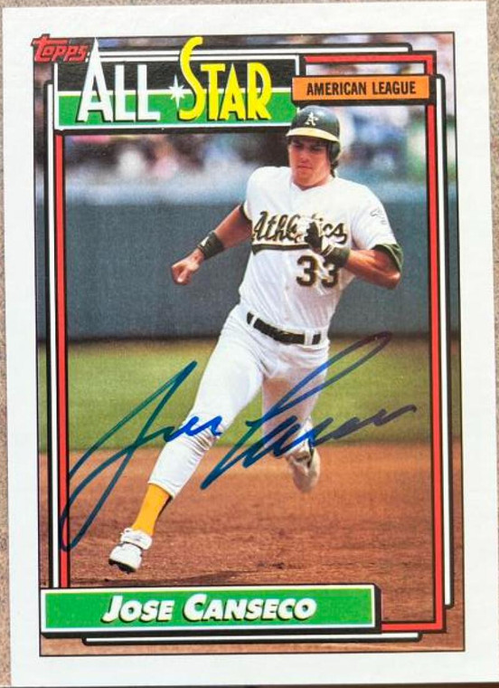 Jose Canseco Autographed 1992 Topps #401
