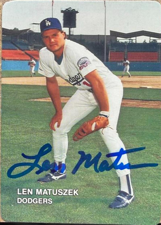 Len Matuszek Autographed 1987 Los Angeles Dodgers Mother's Cookies Card #20