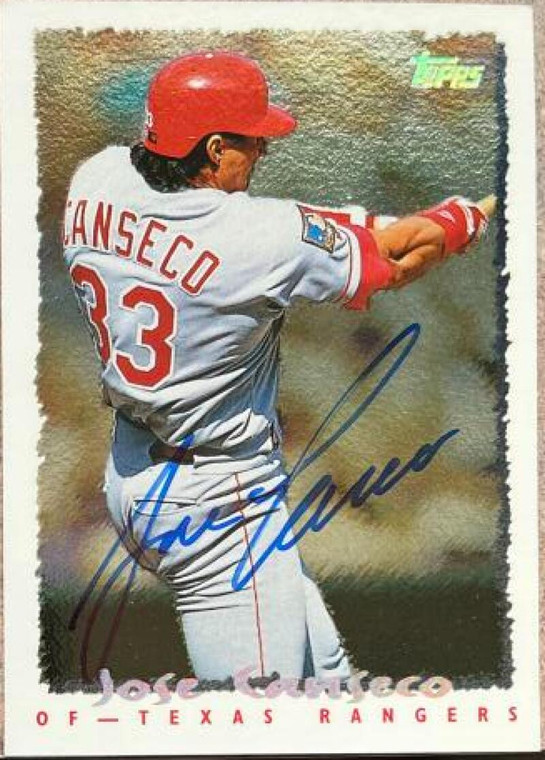 Jose Canseco Autographed 1995 Topps Cyberstats #161