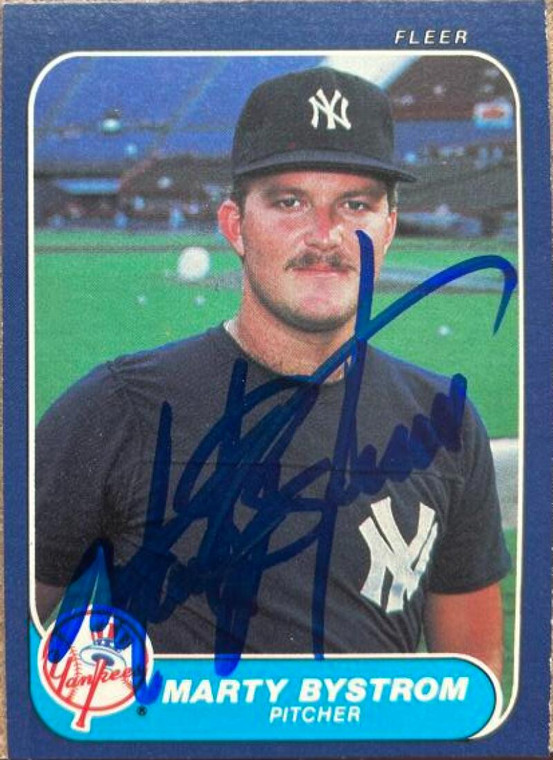 Marty Bystrom Autographed 1986 Fleer #102 New York Yankees Card 