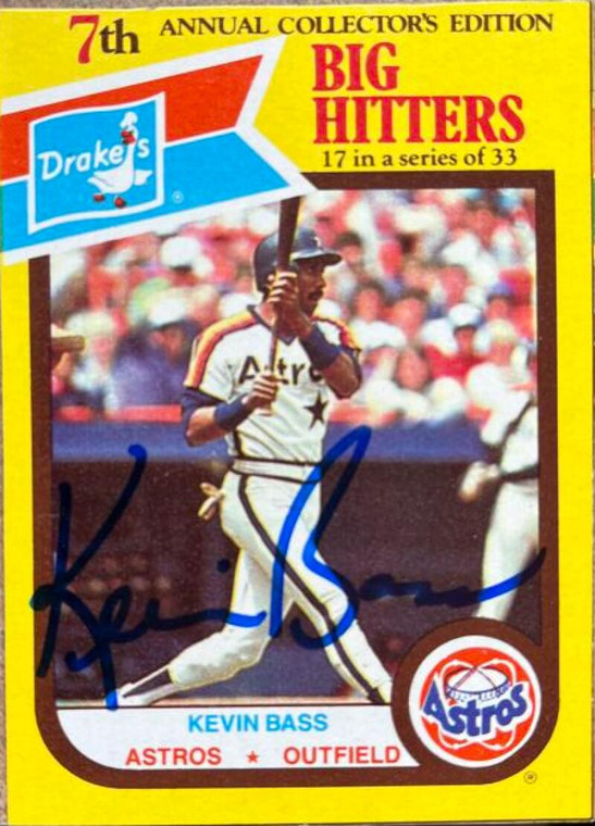 Kevin Bass Autographed 1987 Drake's Big Hitters Super Pitchers #17