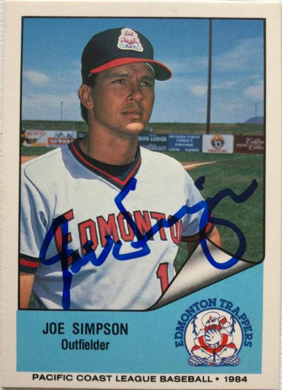 Joe Simpson Autographed 1984 Edmonton Trappers Cramer #115