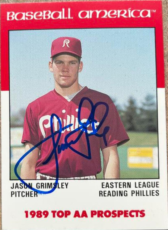 Jason Grimsley Autographed 1989 Best Baseball America AA Prospects #AA4