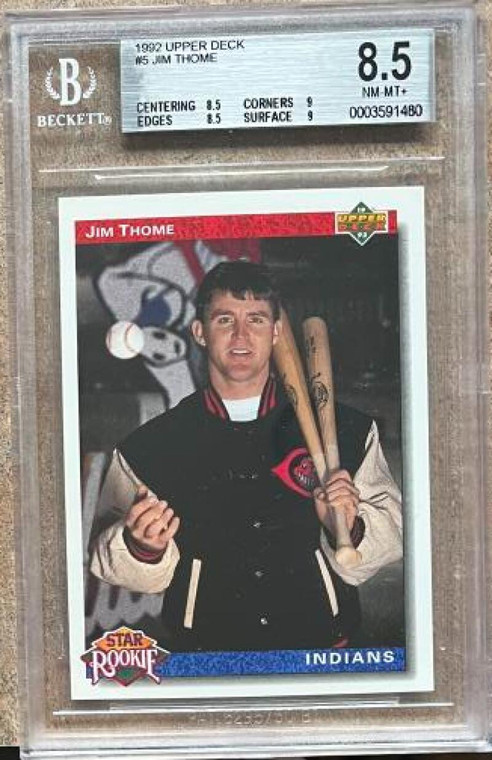 Jim Thome 1992 Upper Deck #5 NM-MT+ 8.5 Beckett Slabbed