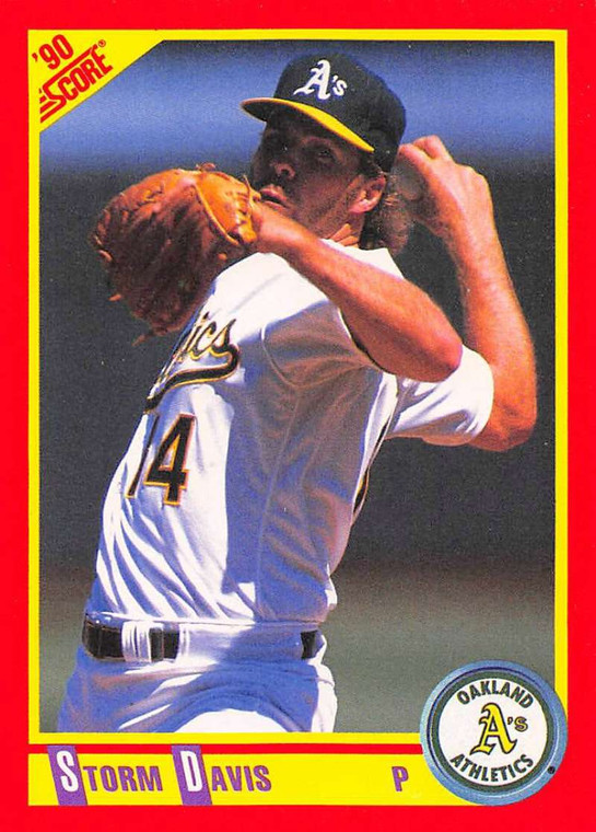1990 Score #266 Storm Davis VG Oakland Athletics 