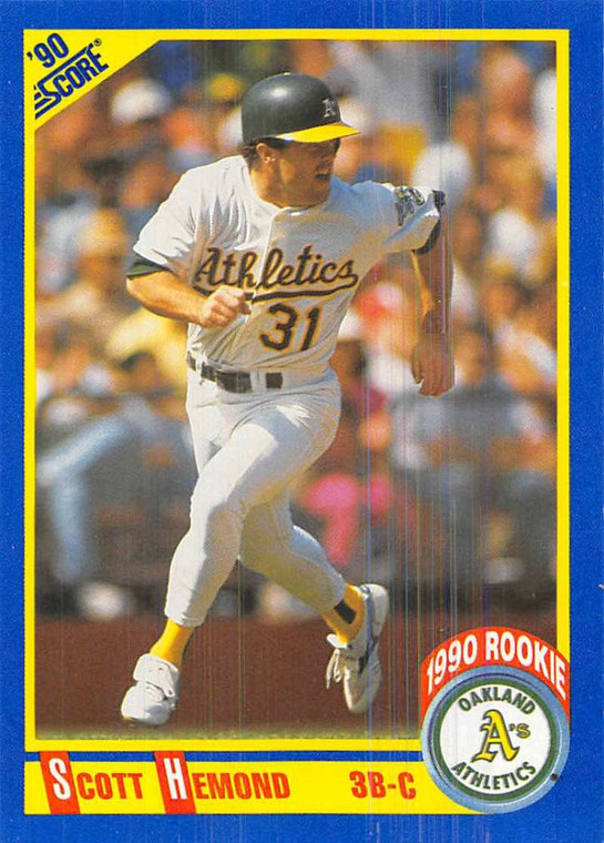 1990 Score #598 Scott Hemond VG RC Rookie Oakland Athletics 