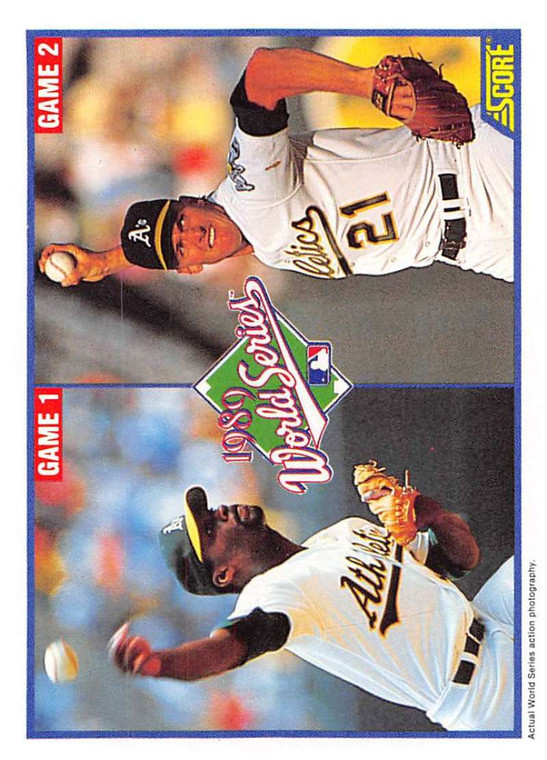1990 Score #700 Dave Stewart/Mike Moore WS Games 1/2 VG Oakland Athletics 