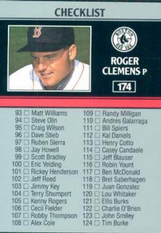 1991 Leaf #174 Roger Clemens CL VG Boston Red Sox 