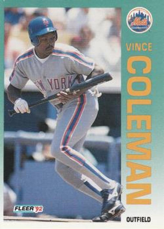 1992 Fleer #500 Vince Coleman VG New York Mets 