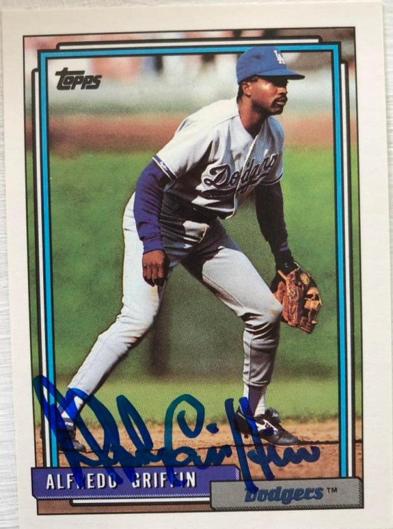 Alfredo Griffin Autographed 1992 Topps #418 Los Angeles Dodgers Card