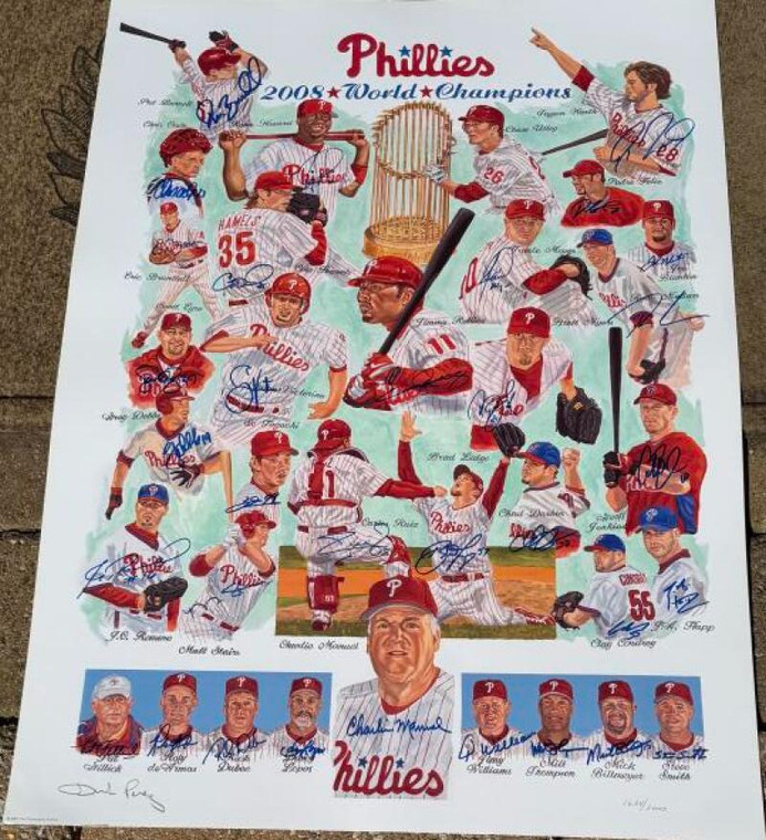 2008 World Series Phillies Autographed Dick Perez Lithograph LE 2000