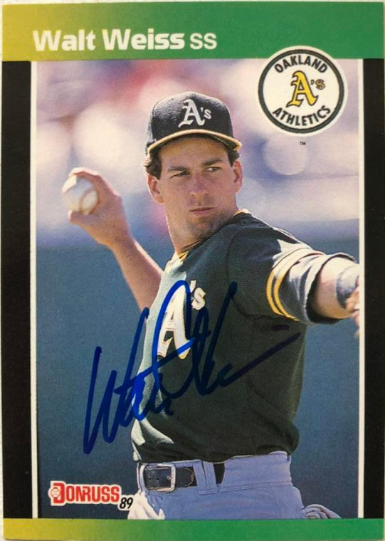 SOLD 6395 Walt Weiss Autographed 1989 Donruss Baseball's Best #155