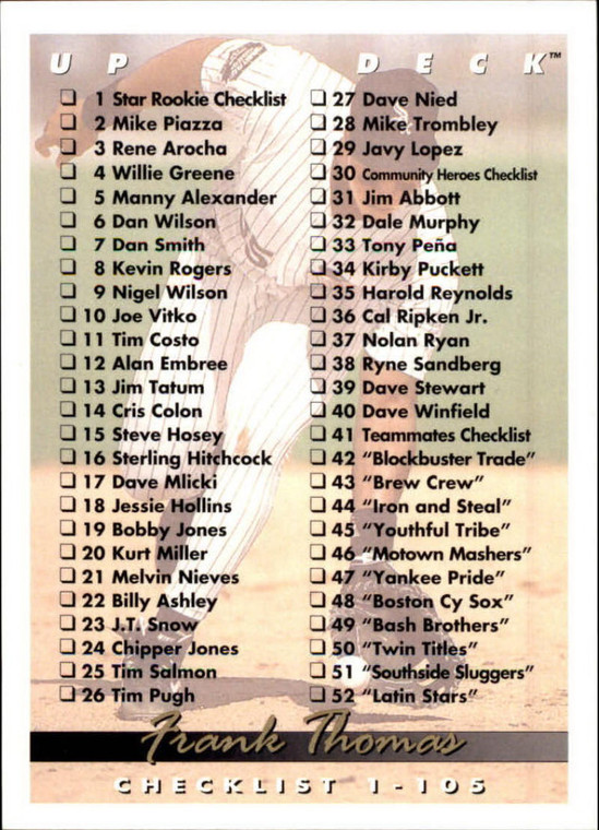 1993 Upper Deck #105 Frank Thomas CL VG Chicago White Sox 