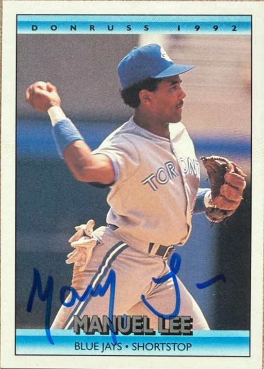 Manny Lee Autographed 1992 Donruss #499 Toronto Blue Jays Card