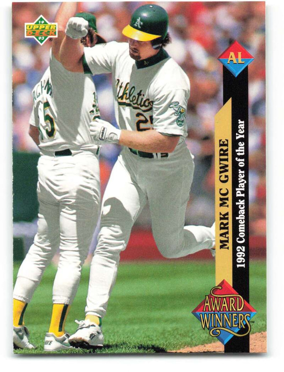 1993 Upper Deck #493 Mark McGwire AW VG Oakland Athletics 