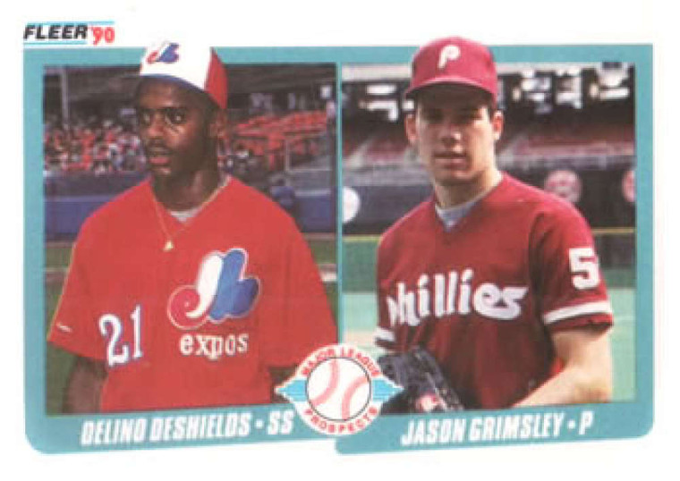 1990 Fleer #653 Delino DeShields/Jason Grimsley VG RC Rookie Philadelphia Phillies/Montreal Expos 