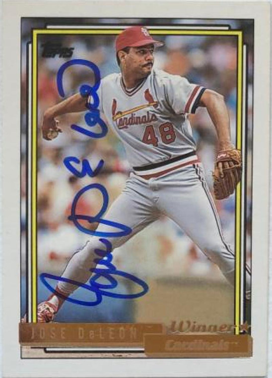 SOLD 6571 Jose DeLeon Autographed 1992 Topps Gold Winner #85