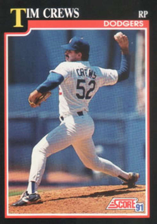 1991 Score #302 Tim Crews VG Los Angeles Dodgers 